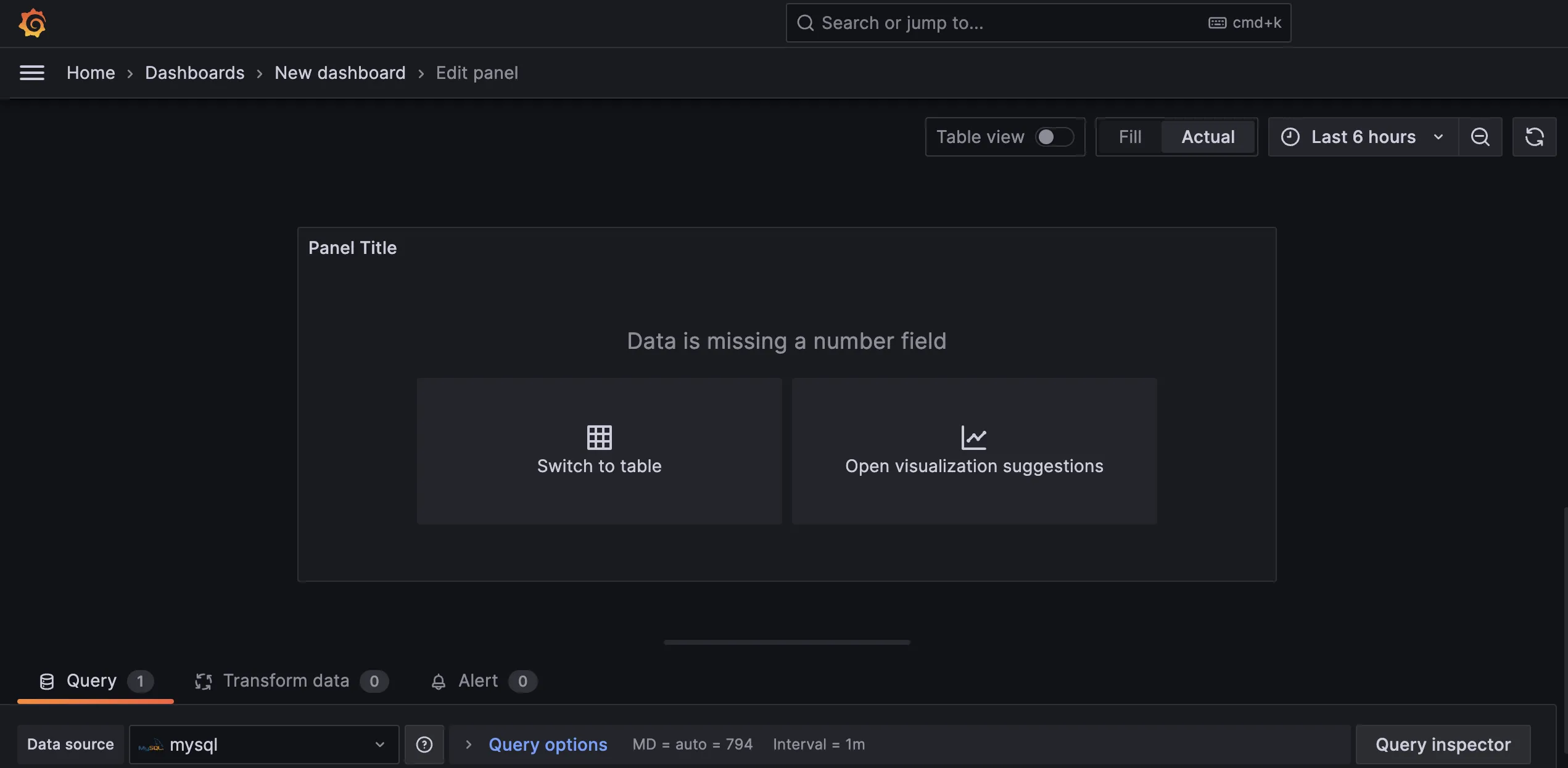 Visualization suggestion in Grafana