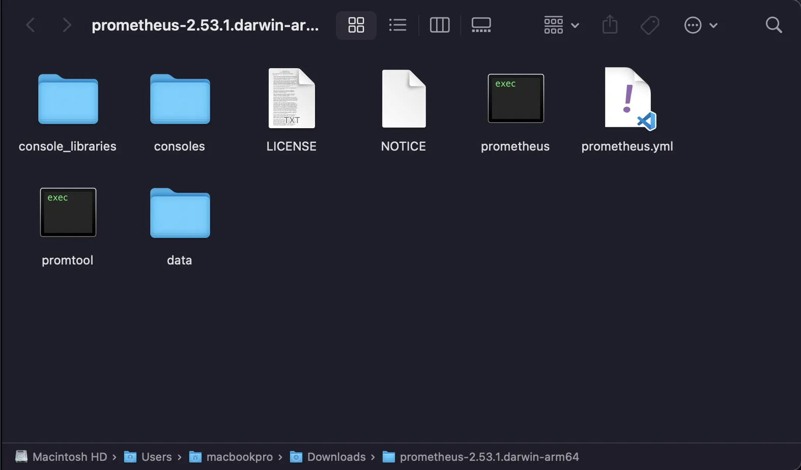 Extracted Prometheus folder