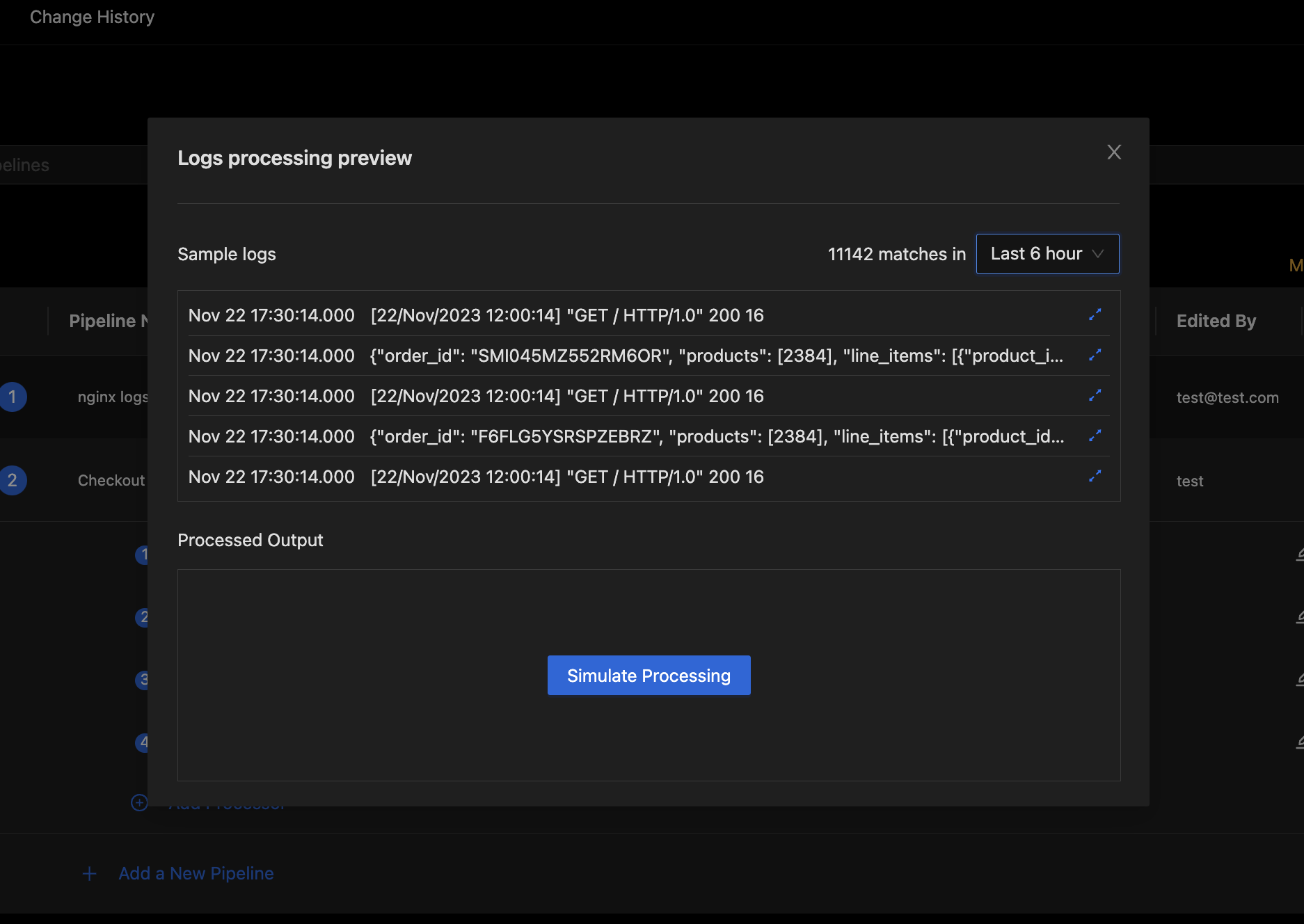 Pipeline Preview with Sample Logs